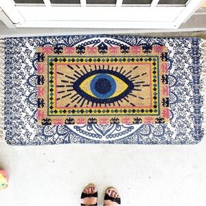 👁️EYE DOOR MAT👁️ Spirit Eye Coir Evil Eye Door Mat Home Decor NWT